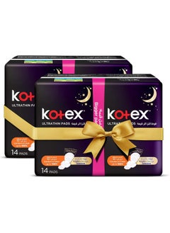 Kotex Kotex Ultra Thin Pads, Overnight Protection Sanitary Pads with Wings, 28 Sanitary Pads  - Image 1