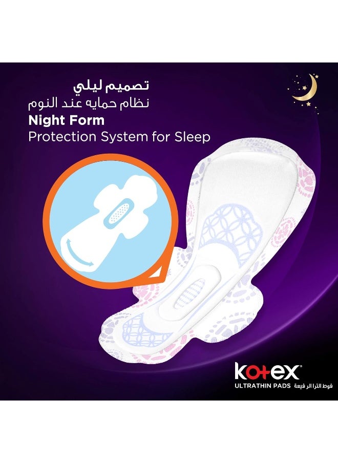 Kotex - Kotex Ultra Thin Pads, Overnight Protection Sanitary Pads with Wings, 28 Sanitary Pads - Image 1