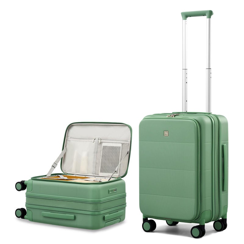 Hanke Hardside Expandable Carry On Luggage 20 Inch Top Opening Trunk Luggages with Spinner Wheels AllPC Hard Shell CarryOn Suitcase Lightweight TSA Airline Approved Forest Green 46L - Image 2