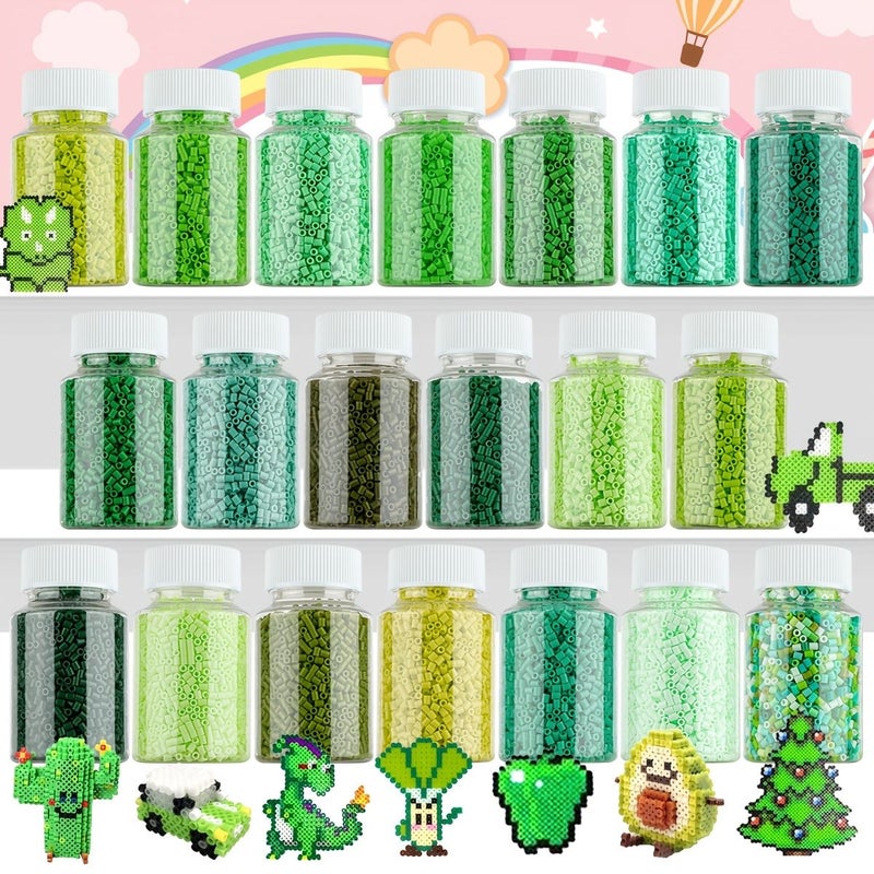 Green Fuse Beads 3000+Pcs With Storage Bottle For Jewelry Making - Image 3