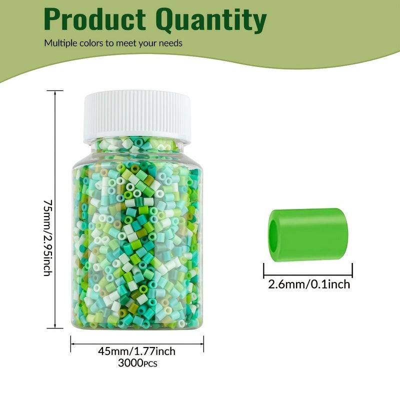 Green Fuse Beads 3000+Pcs With Storage Bottle For Jewelry Making - Image 1