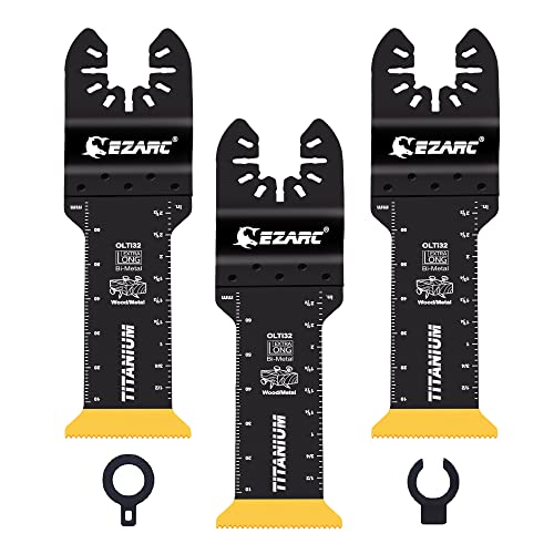 EZARC Titanium Oscillating Saw Blades, Extra-Long Oscillating Multitool Blades for Metal, Wood Nails, Screws Cutting, Plastic, 3 Pack - Image 1
