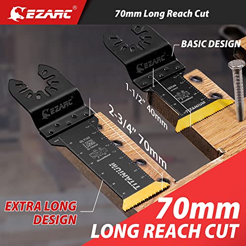 EZARC Titanium Oscillating Saw Blades, Extra-Long Oscillating Multitool Blades for Metal, Wood Nails, Screws Cutting, Plastic, 3 Pack - Image 2