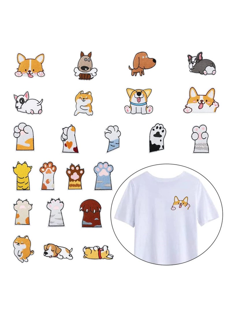 23 Pieces Iron on Patches for Clothing, Cute Dog u0026 Paw Embroidered Appliqués Stickers, Sew On Jacket, Jeans, Clothes, Backpacks, Hats, Shoes - Image 1