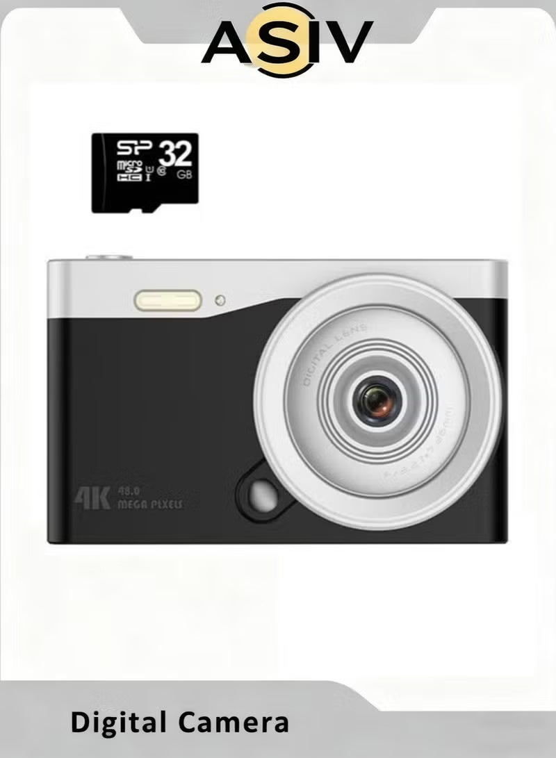 Digital Camera - 50 Megapixels HD, 4K Video Recording, 16x Optical Zoom, Anti-Shake Functionality, Perfect for Teenagers and Children, Includes 32GB SD Card