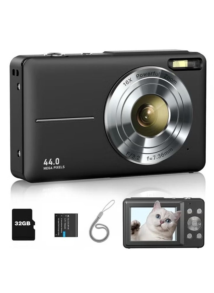 ASIV - Digital Camera, FHD 1080P Kids Camera 44MP Point and Shoot Digital Camera with 32GB SD Card, 16x Zoom, Lanyard, Small Compact Camera for Kids Boys Girls - Image 1