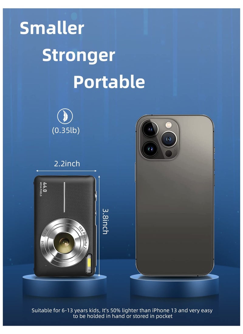 ASIV - Digital Camera, FHD 1080P Kids Camera 44MP Point and Shoot Digital Camera with 32GB SD Card, 16x Zoom, Lanyard, Small Compact Camera for Kids Boys Girls - Image 1