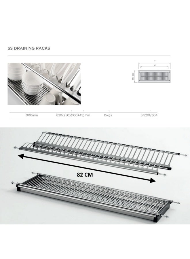 Zeeco Dish Drainer, 90 CM, Solid Base Baskets, Kitchen Storage Shelf, Easy to Dry and Clean, for Cutlery, Bowls, Plates and Cups - Image 4