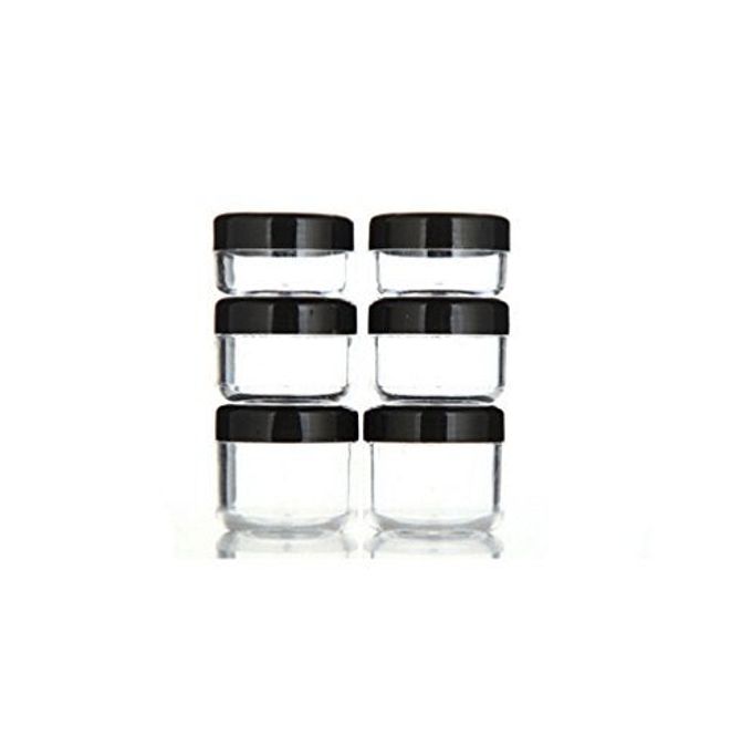 Yueton 6Pcs Empty Clear Boday Black Top Lid Plastic Sample Containers 10/15/20Gram Size Cosmetic Containers Pot Jars Eyshadow Container Lot - Image 1