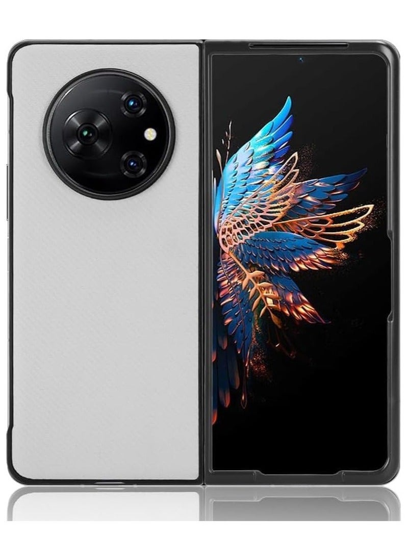 Phone Flip Case Cover, Compatible with Tecno Phantom V Fold Case,Shockproof Slim Carbon Fiber Cover Ultra-Thin Leather Shockproof Protection case,PC+PU Folio  - Image 2