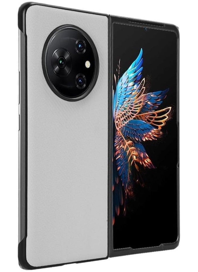 Phone Flip Case Cover, Compatible with Tecno Phantom V Fold Case,Shockproof Slim Carbon Fiber Cover Ultra-Thin Leather Shockproof Protection case,PC+PU Folio  - Image 3