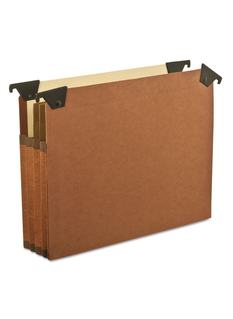 Pendaflex Pendaflex 45422 3 1/2" Hanging File Pockets with Swing Hooks, 1/5 Tab, Letter, Brown (Box of 5), Red  - Image 1