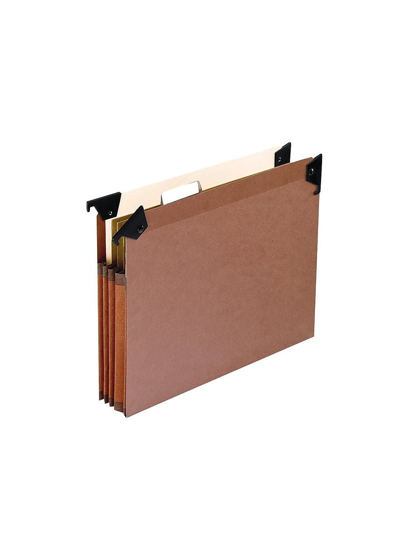 Pendaflex Pendaflex 45422 3 1/2" Hanging File Pockets with Swing Hooks, 1/5 Tab, Letter, Brown (Box of 5), Red  - Image 2