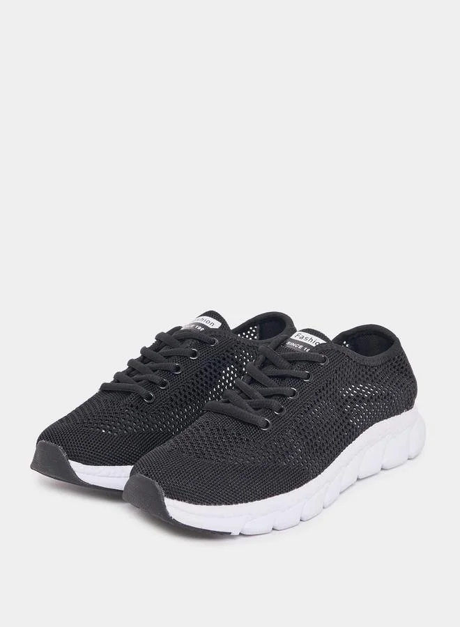 ستايلي Mesh Design Lace-Up Sneakers