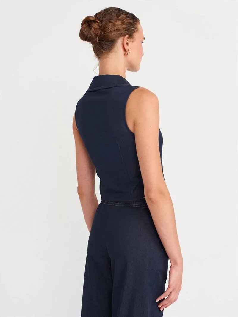 ديلفين Dilvin Fitted Sleeveless Crop Shirt