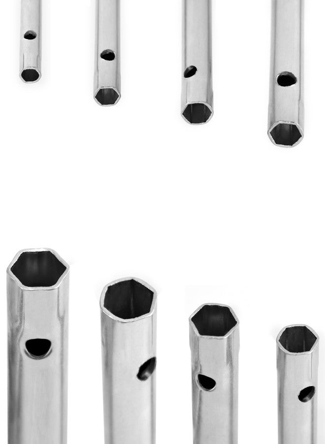 QWORK Spark Plug Wrench Set, Box Spanner Set, 10 Pcs Tubular Spanners, Steel Tube Spanner and T Bar Tool Kit 6 x 7-20 x 22 mm with 2 Tommy Bars - Image 3