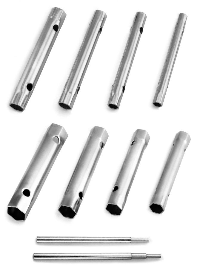QWORK Spark Plug Wrench Set, Box Spanner Set, 10 Pcs Tubular Spanners, Steel Tube Spanner and T Bar Tool Kit 6 x 7-20 x 22 mm with 2 Tommy Bars - Image 4
