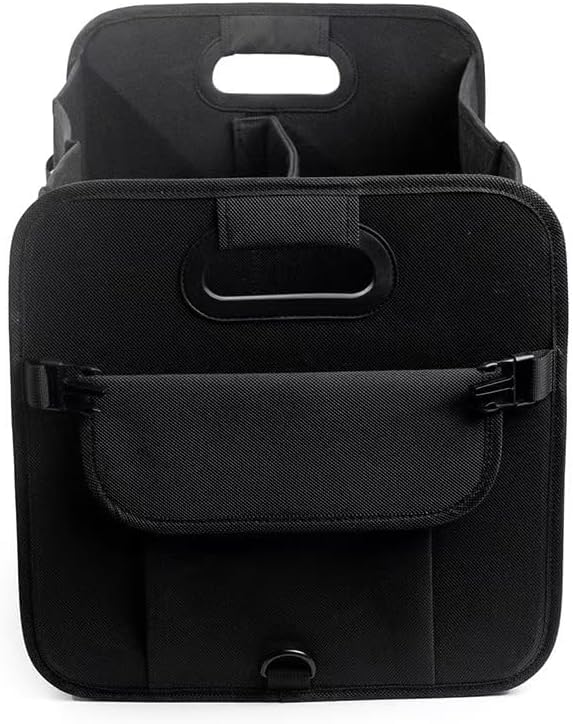 XBEY Car Trunk Boot Organizer Collapsible Multi-Compartment Car Storage Waterproof 600D Oxford Polyester Reinforced Handles suitable for any Car Suv Sedan Minivan Anti Slip Bottom (Black) - Image 4