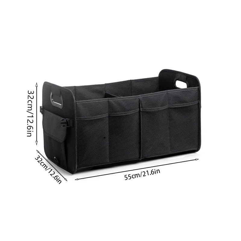 XBEY Car Trunk Boot Organizer Collapsible Multi-Compartment Car Storage Waterproof 600D Oxford Polyester Reinforced Handles suitable for any Car Suv Sedan Minivan Anti Slip Bottom (Black) - Image 3