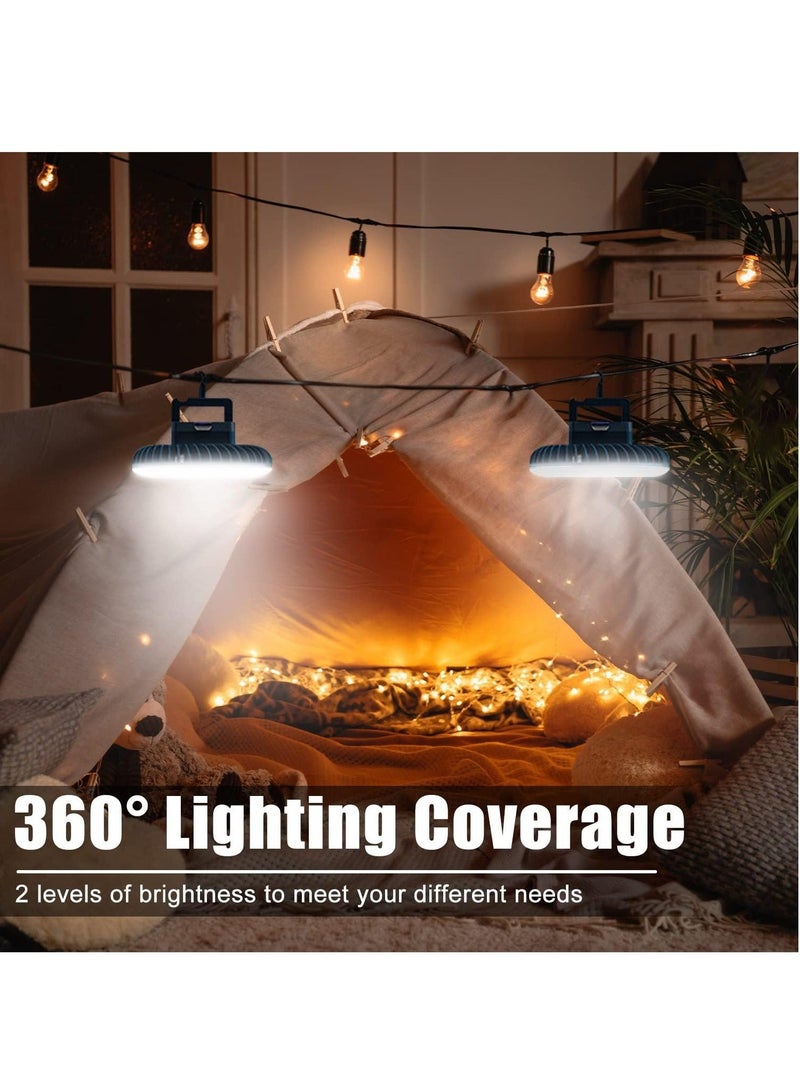 Portable Camping Fan with LED Lantern USB Rechargeable Waterproof Tent Fan with Hanging Hook Magnet Survival Kits for Indoor Outdoor Hiking Car Office Desk Outdoor Emergency Power Outage