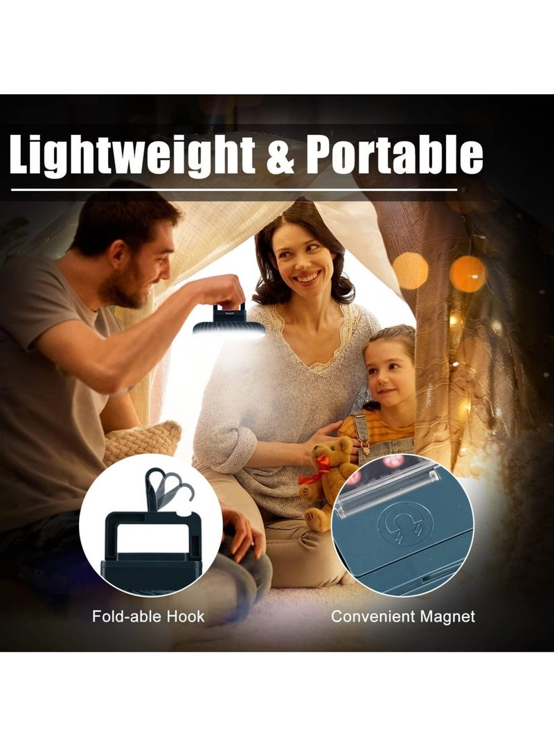 Portable Camping Fan with LED Lantern USB Rechargeable Waterproof Tent Fan with Hanging Hook Magnet Survival Kits for Indoor Outdoor Hiking Car Office Desk Outdoor Emergency Power Outage