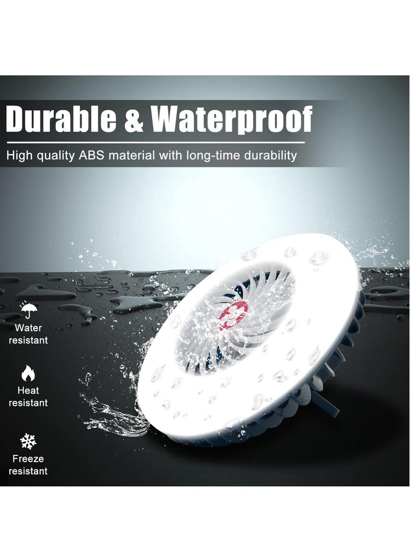 Portable Camping Fan with LED Lantern USB Rechargeable Waterproof Tent Fan with Hanging Hook Magnet Survival Kits for Indoor Outdoor Hiking Car Office Desk Outdoor Emergency Power Outage