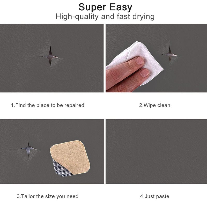 BSZHTECH Leather Repair Tape Self-Adhesive Leather Repair Patch for Couch Furniture Sofas Car Seats Advanced PU Vinyl Leather Repair Kit(Dark Grey, 3.9 X 79 inch) - Image 5