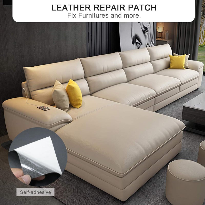 BSZHTECH Leather Repair Tape Self-Adhesive Leather Repair Patch for Couch Furniture Sofas Car Seats Advanced PU Vinyl Leather Repair Kit(Dark Grey, 3.9 X 79 inch) - Image 2