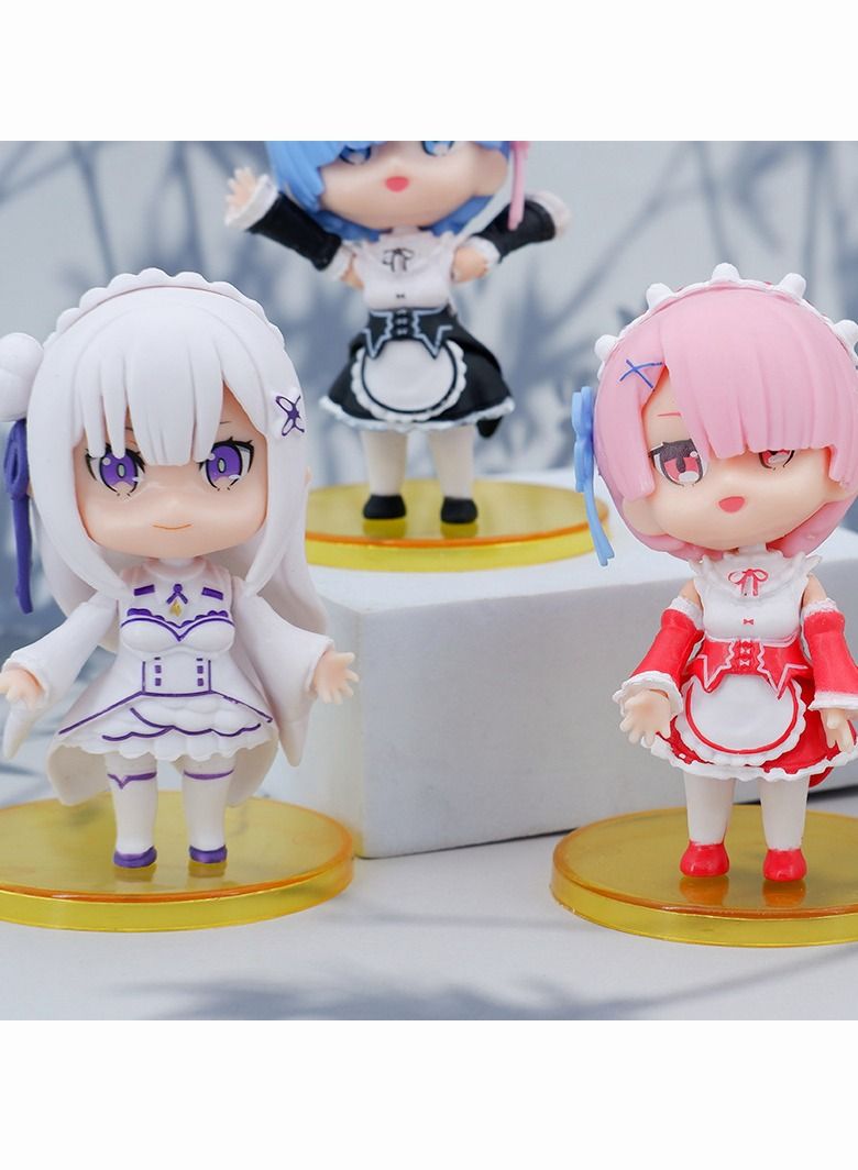 6 Pcs Re:Zero - Starting Life in Another World Rem Maid Cartoon Realistic Model Ornament High Quality Cartoon Action Figure Toy for Collection Decoration - Image 3
