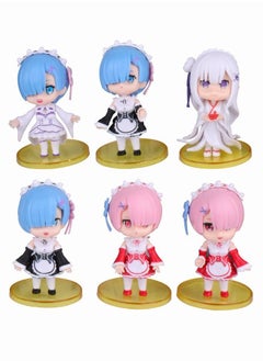 Generic 6 Pcs Starting Life In Another World Rem Maid Cartoon Realistic Model Ornament High Quality Cartoon Action Figure Toy for Collection Decoration  - Image 2