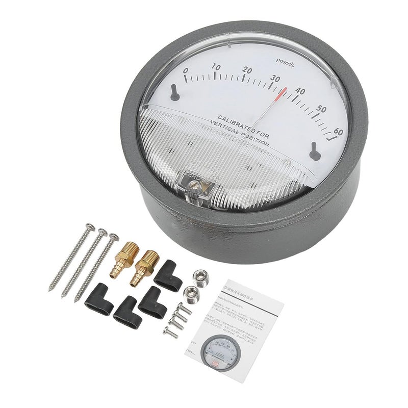 Smart Differential Pressure Gauge, Intelligent Pressure Detection Meter with Pointer and Scale, Round Differential Pressure Test Kit with 1/8 NPT Interface for HVAC and Microelectr - Image 1