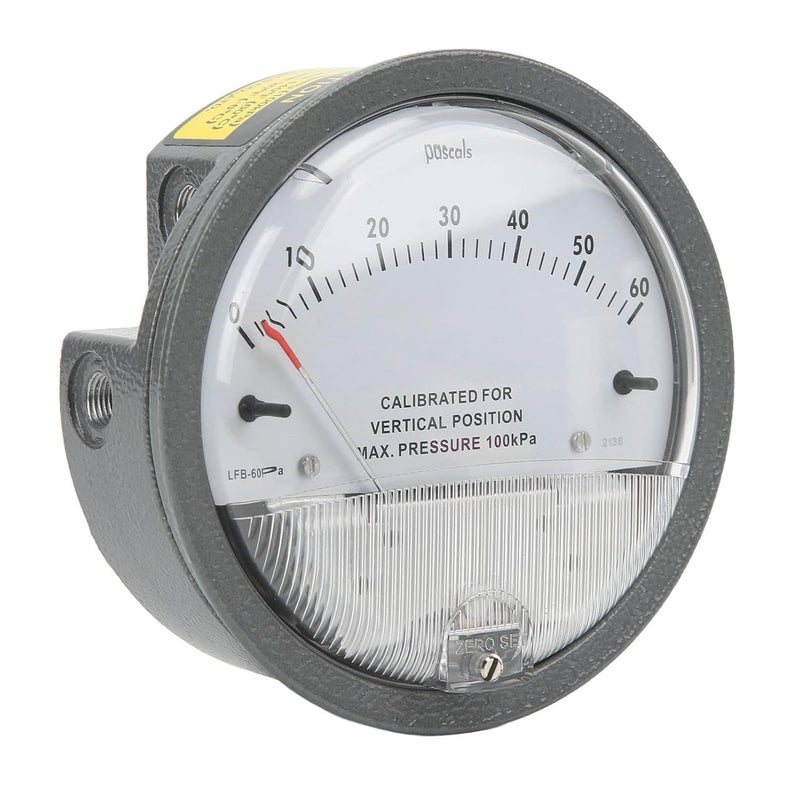 Smart Differential Pressure Gauge, Intelligent Pressure Detection Meter with Pointer and Scale, Round Differential Pressure Test Kit with 1/8 NPT Interface for HVAC and Microelectr - Image 2