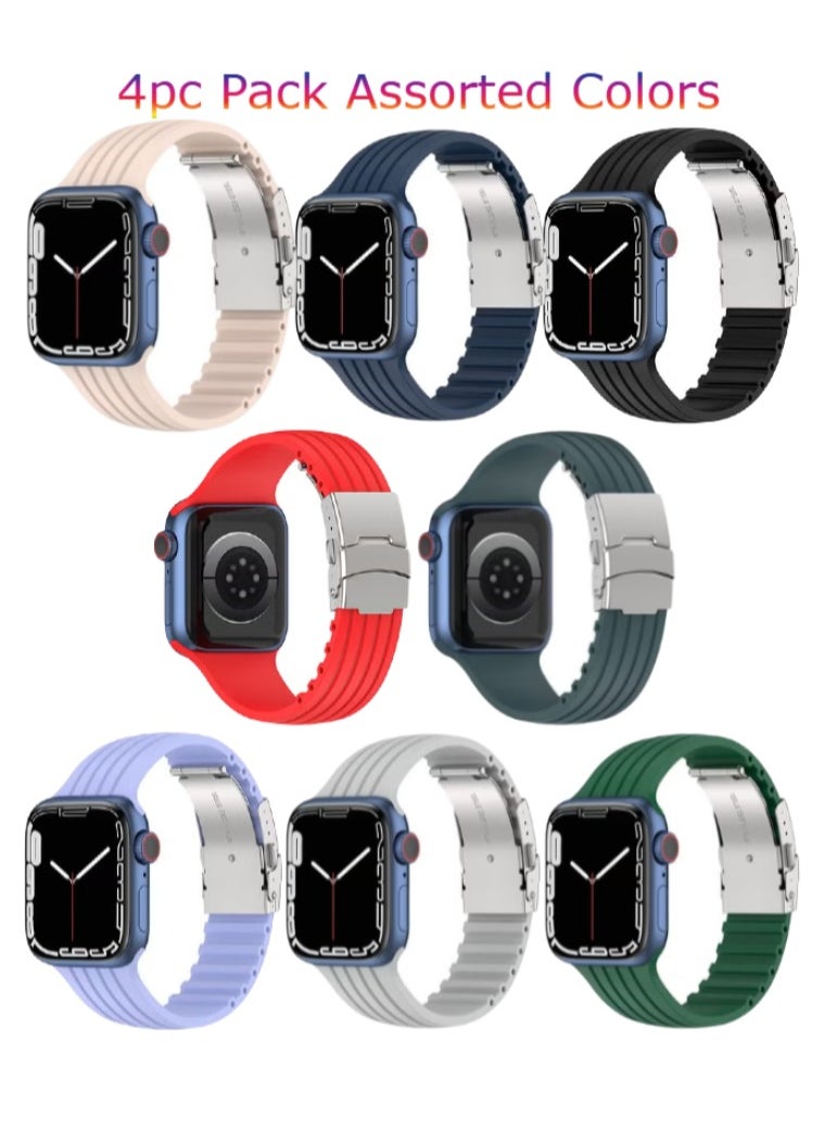 TWEGGON 4pc Pack Replacement Strap Silicone Band for Apple Watch 42mm(Series 10)/41mm/40mm/38mm  - Image 1