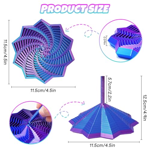Batorisy 3D Printed Expanded Sensory Fidget Star Transformable Stress Relief Spiral Toy with Detachable Handle Sensory Toys for ADHD Focus Anxiety Relief Office Desk Decompression Gift for Adults Teens - Image 5
