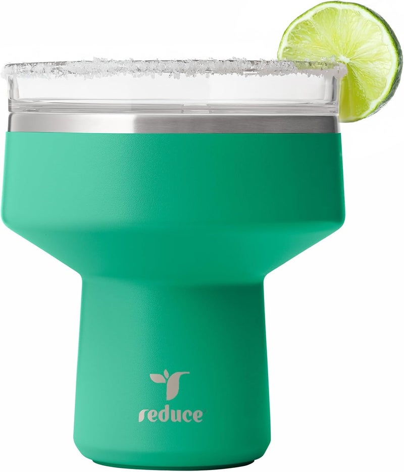 Salt resistant coating REDUCE 16 oz Saltini Tumbler, Vacuum Insulated Margarita Tumbler with 360 Degree Sip Lid, Keeps Drinks Cold for up to 10 hrs - Stainless Steel, Dishwasher Safe, BPA Free - Palm Leaf General compatible design - Image 1