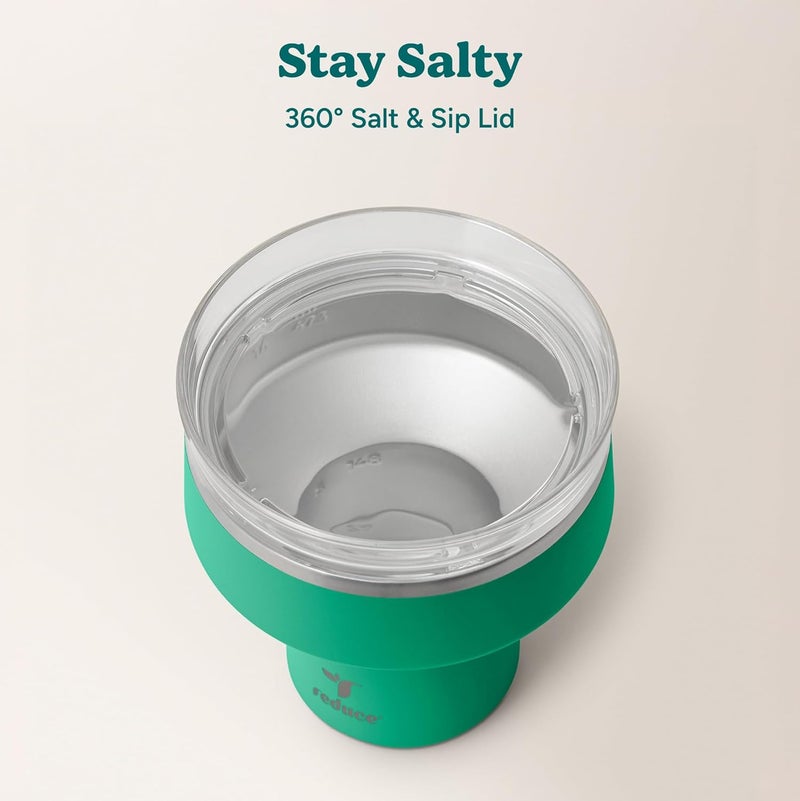 Salt resistant coating REDUCE 16 oz Saltini Tumbler, Vacuum Insulated Margarita Tumbler with 360 Degree Sip Lid, Keeps Drinks Cold for up to 10 hrs - Stainless Steel, Dishwasher Safe, BPA Free - Palm Leaf General compatible design - Image 4