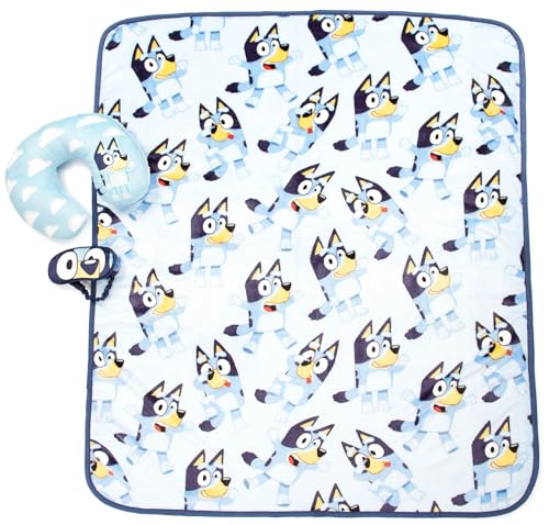 Jay Franco Bluey Kids Travel Set - 3 Piece Set Includes 40 x 50 Throw Blanket, Eye Mask, and Neck Pillow - Super Soft & Cozy Travel Accessories - Image 2