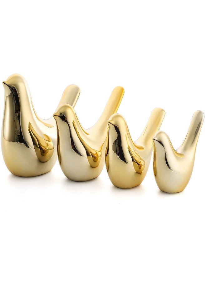ZOOFOX Set of 4 Gold Bird Decor Figurine, Ceramic Small Animal Statues, Home Shelf Decor Furniture Desktop Display for Living Room, Bedroom, Cabinets and Office Desktop (Assorted Sizes) - Image 2