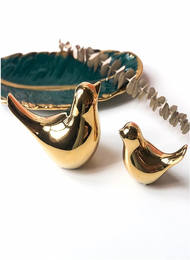 ZOOFOX Set of 4 Gold Bird Decor Figurine, Ceramic Small Animal Statues, Home Shelf Decor Furniture Desktop Display for Living Room, Bedroom, Cabinets and Office Desktop (Assorted Sizes) - Image 5