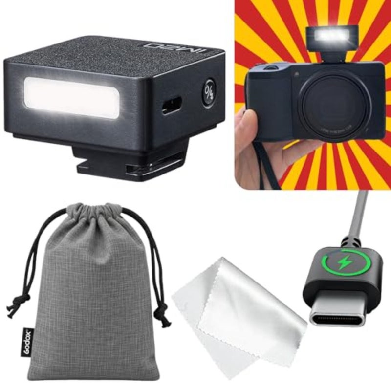 فلاش كاميرا صغير لكاميرات Sony ZV1/ZV-E10 وRicoh GR III وCanon/Nikon/Pentax/Panasonic/Olympus؛ هيئة سبائك الألومنيوم. أسود؛ تصميم مدمج مع حذاء ساخن في المنتصف - Image 1