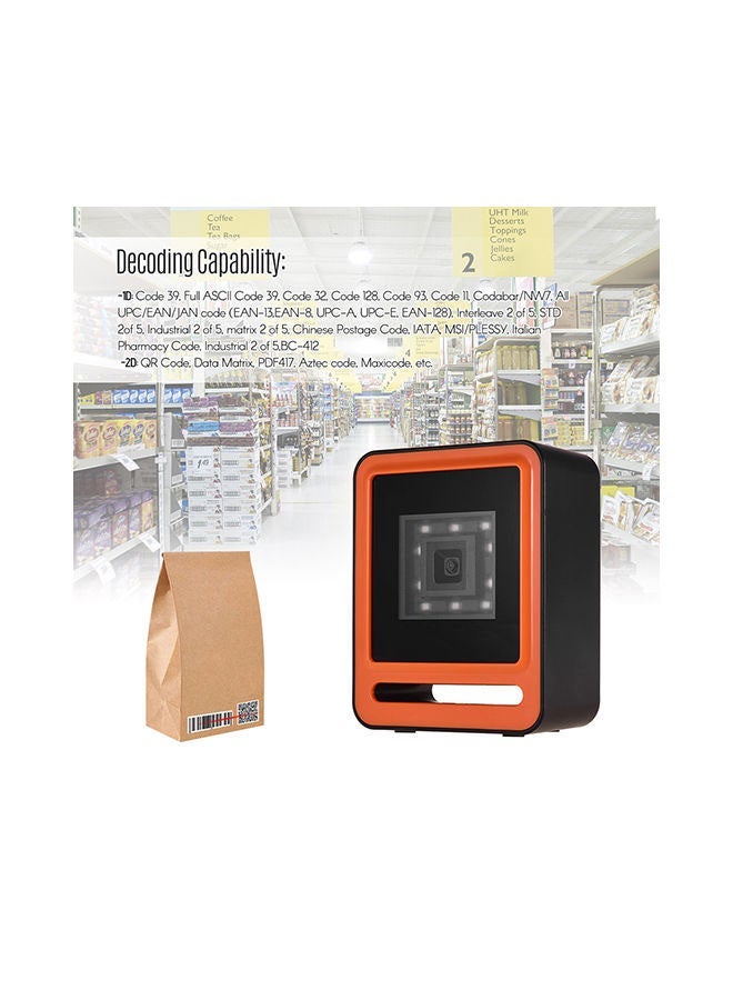 NIBEMINENT Hands-Free Usb Wired 1D 2D QR Barcoder Scanner Orange  - Image 3
