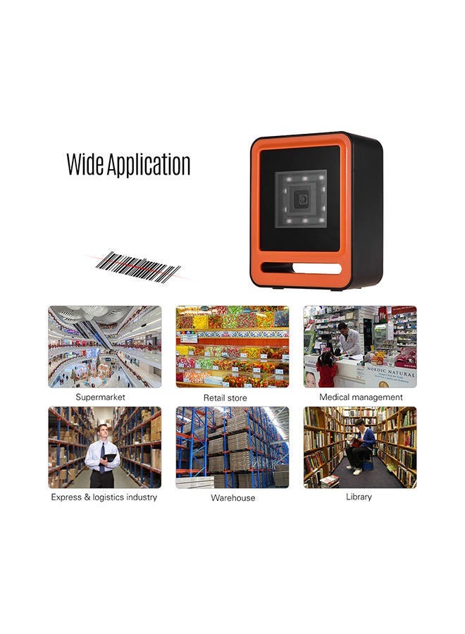 NIBEMINENT Hands-Free Usb Wired 1D 2D QR Barcoder Scanner Orange  - Image 2