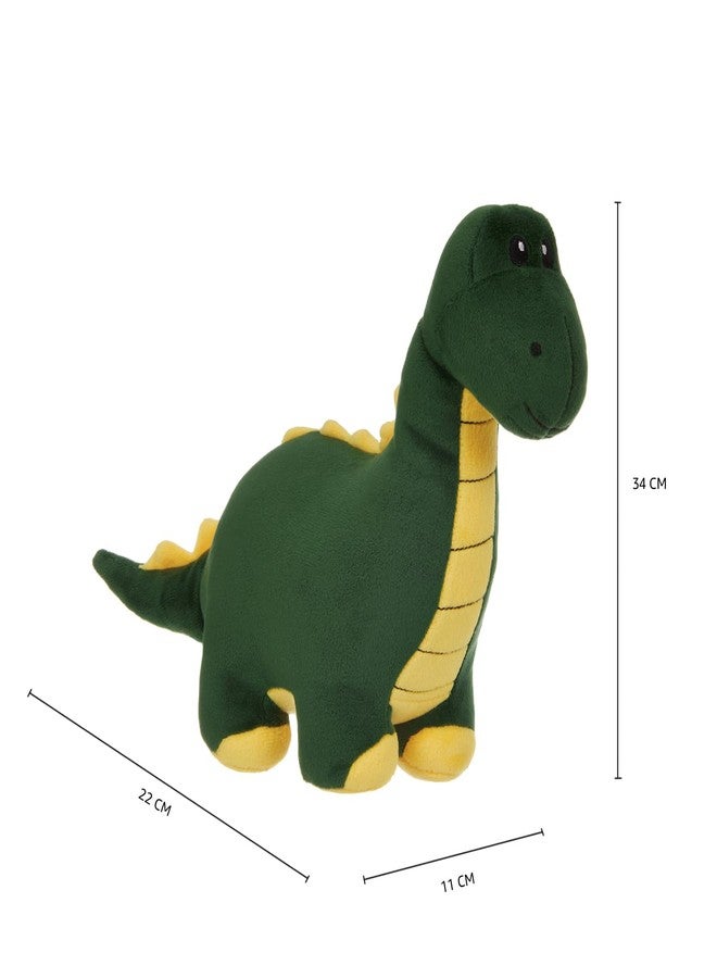 Softdreams Plush Toy for Kids – Cute Cuddly Stuffed Animal, Room Décor - Green & Yellow Dinosaur 34cm - Image 2