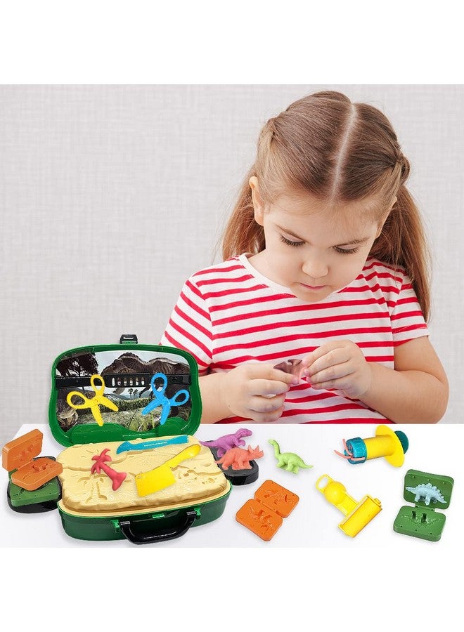 ArtCreativity ArtCreativity Dinosaur Theme Modeling Clay Playset on Wheels, Play Dough Activity Kit with 10 Dinosaur Molding Accessories, 8 Dough Colors, & Travel Case, Safe & Non-Toxic for Kids, Great Gift Idea  - Image 5