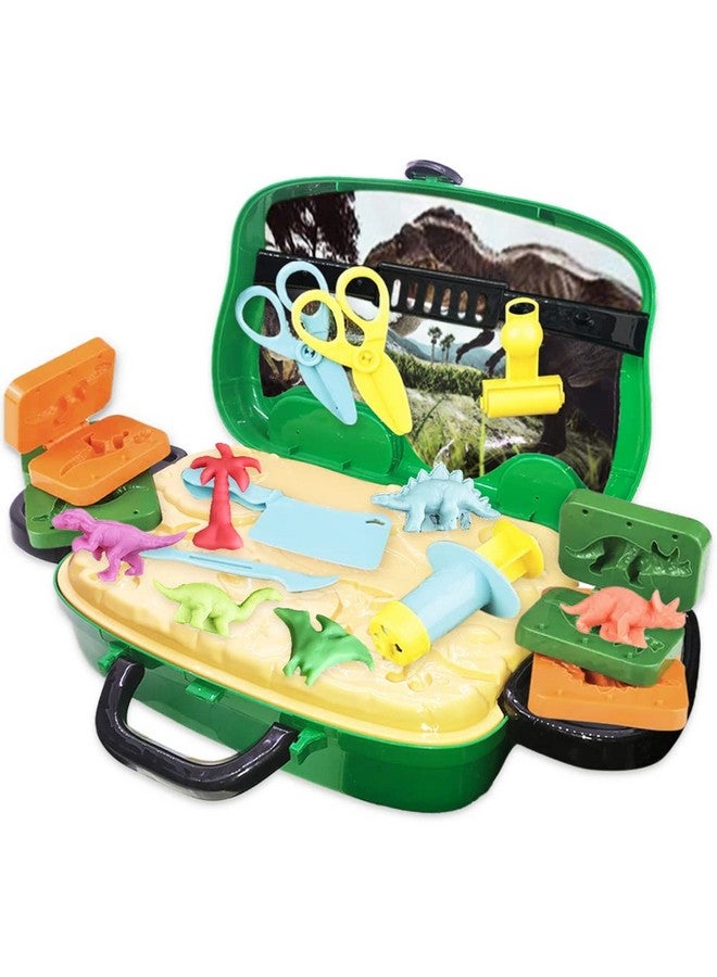 ArtCreativity ArtCreativity Dinosaur Theme Modeling Clay Playset on Wheels, Play Dough Activity Kit with 10 Dinosaur Molding Accessories, 8 Dough Colors, & Travel Case, Safe & Non-Toxic for Kids, Great Gift Idea  - Image 1