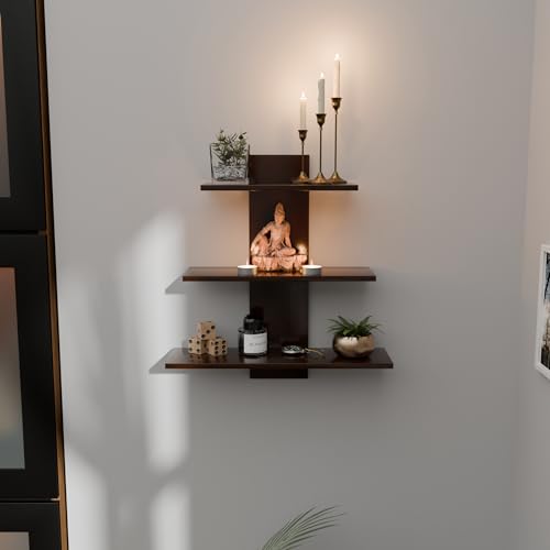 ETIQUETTE ART Engineered Wood Wall Mounted Decorative Shelf Tier 3 Wall Shelves for Home Decor Items, Living Room and Bedroom/Book Rack/Wall Shelves/Home Decorative Display (Brown) - Image 4