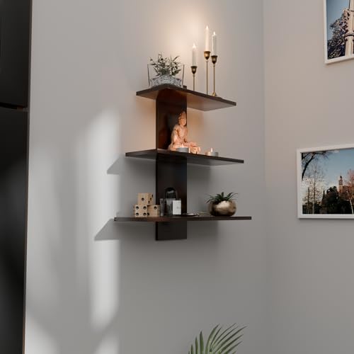 ETIQUETTE ART Engineered Wood Wall Mounted Decorative Shelf Tier 3 Wall Shelves for Home Decor Items, Living Room and Bedroom/Book Rack/Wall Shelves/Home Decorative Display (Brown) - Image 3