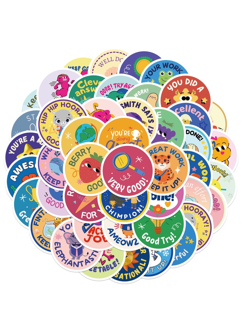 قوس قزح أورينبو ملصقات مكافأة للمعلمين، 50 قطعة ملصقات للأطفال، لوازم المعلم للفصل الدراسي، ملصقات تدريب على استخدام المرحاض، ملصقات تحفيزية - Image 1
