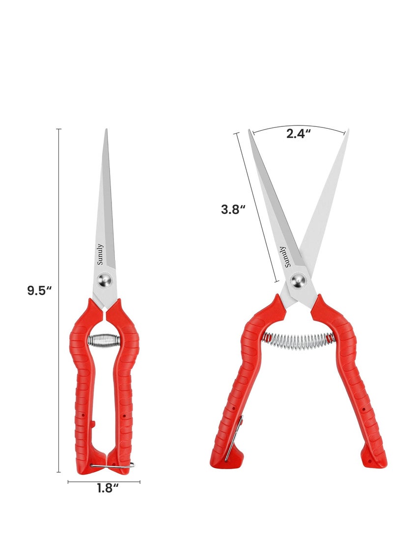 Generic - 9.5 Inch Extended Straight Stainless Steel Blade Pruning Shears for Tight Spaces - Micro-Tip Snips with Extra Long Nose Garden Scissors - Image 1