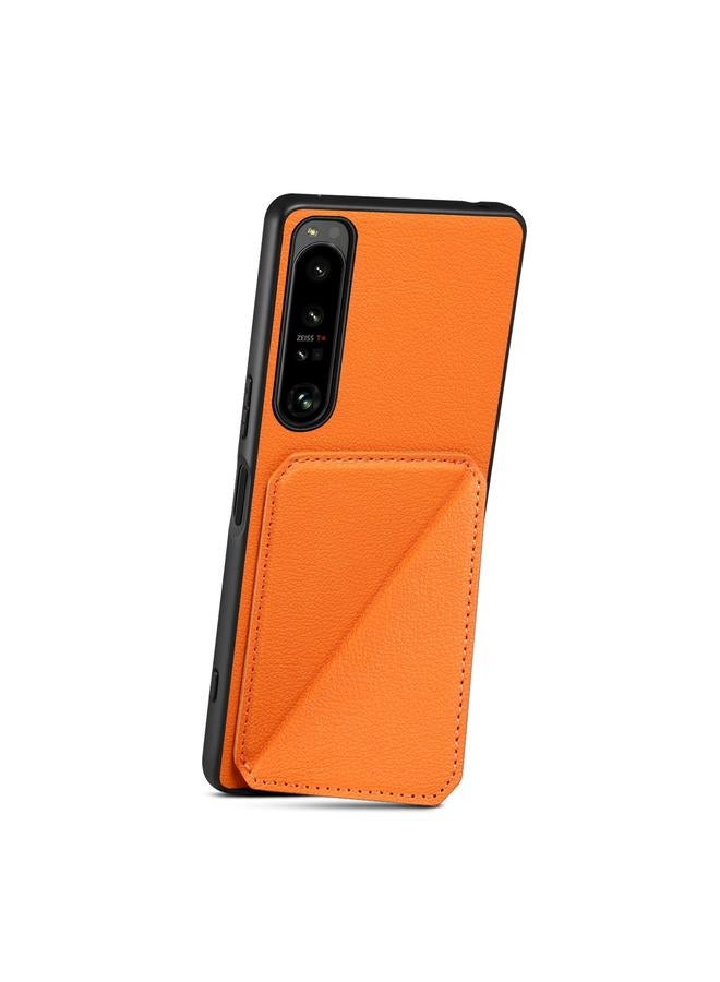 Denior Case For Sony Xperia 10 V Imitation Calf Leather Back Phone Case with Holder - Image 2